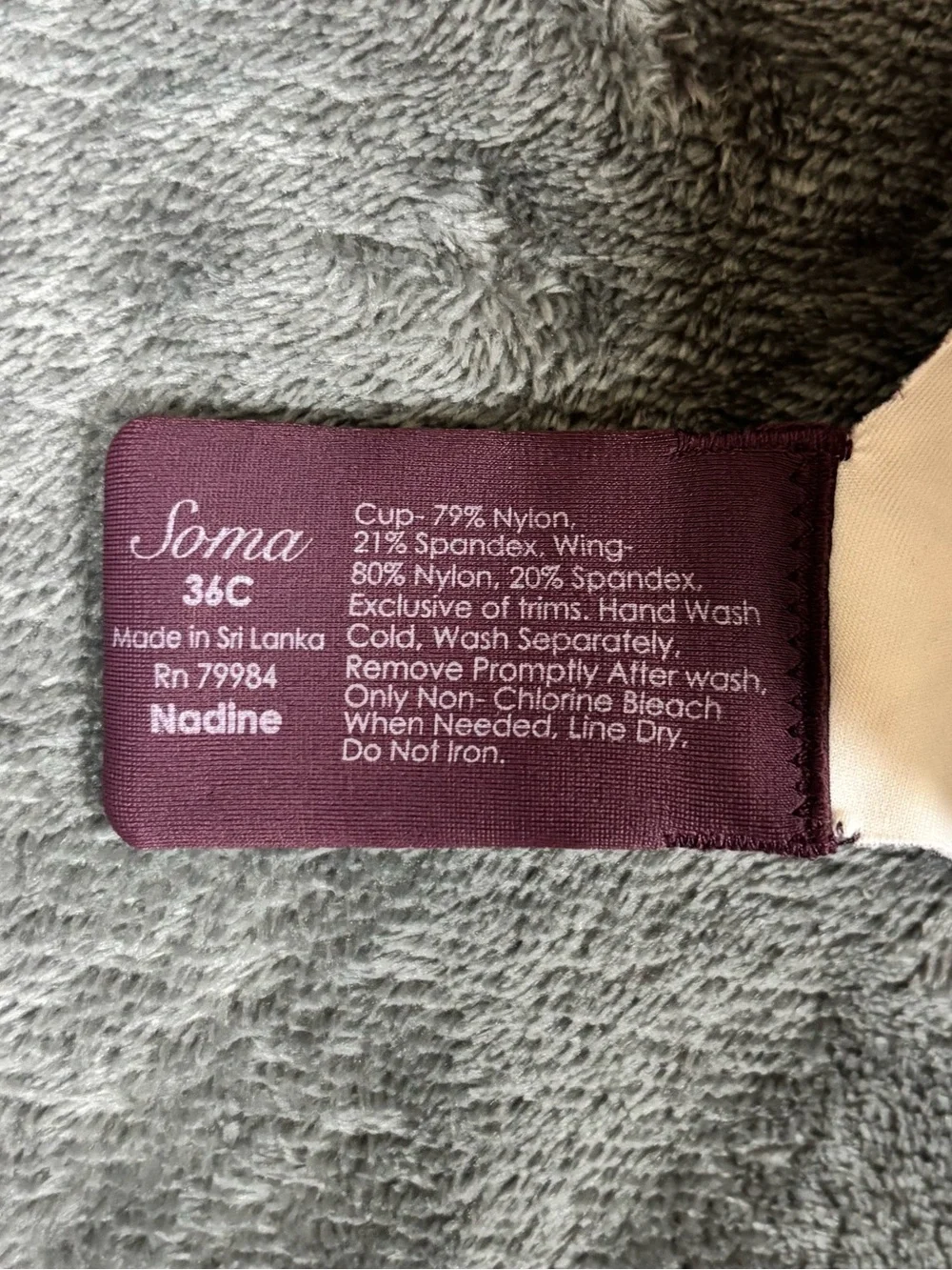 NWT Soma Nadine Vanishing Back Bra 36C in Weathered‎ Paisley pattern